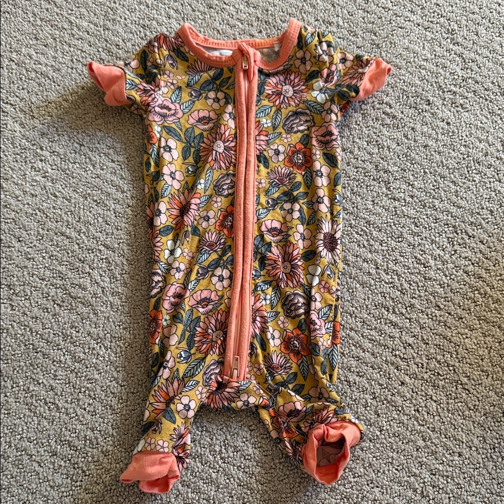 Floral Kids One Piece in Orange and Pink
